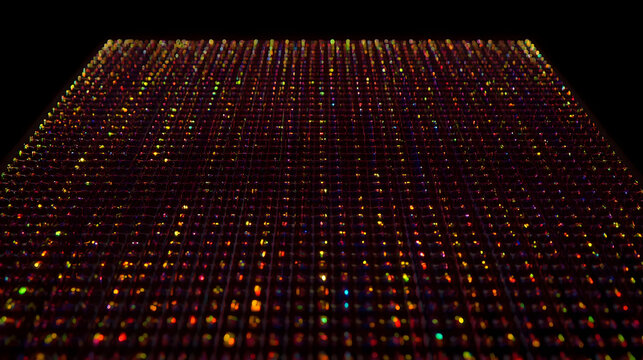 Extreme macro view of high-resolution MicroLED display substrate subpixel grid