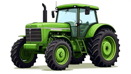 Obraz premium Vivid green tractor illustration showcasing agricultural vehicle design and engineering