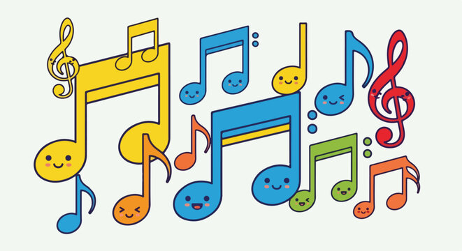 Colorful Music Notes and Symbols Illustration 11.