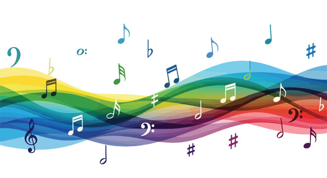 Colorful Music Notes Floating Freely 1.
