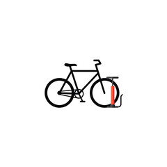 Fototapeta premium Cycling Bike and Air Pump Minimal Flat Icon on Transparent Background