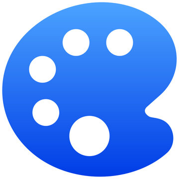 Solid blue artist palette icon for creative painting and design studio