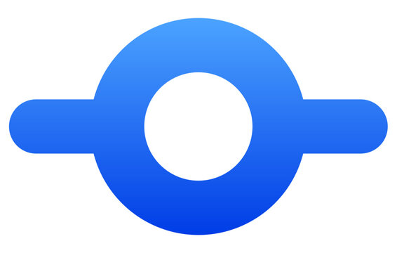 Blue git commit node icon for software version control and development