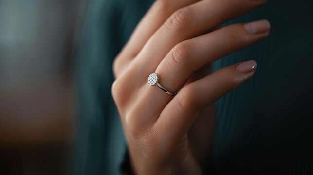 Elegant Female Hand Wearing Luxury Ring Mockup Against Clean Background Highlighting Intricate Jewelry Details For High End Fashion Advertising Campaign And Product Marketing