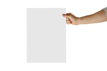 Fototapeta premium Single Hand Holding White Card from Side