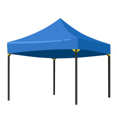 Blue Pop up Tent or Folding Tent Illustration Isolated on White Background © HakujiHaruka
