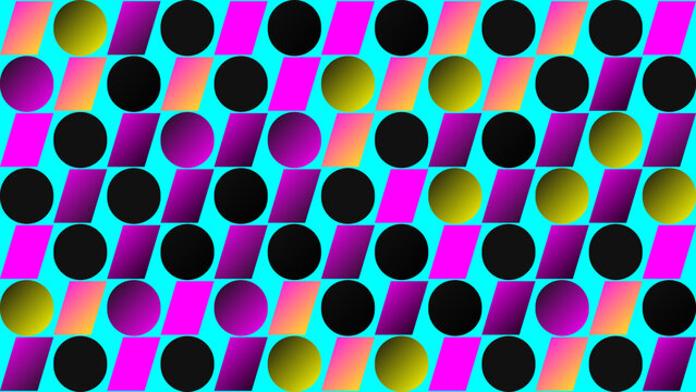 Vibrant Abstract Geometric Pattern with Circles and Parallelograms