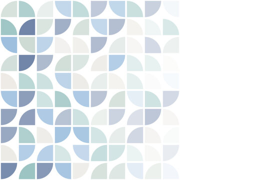 Vector abstract geometric pattern template with semicircles and copy space in pastel blue fade on transparent background