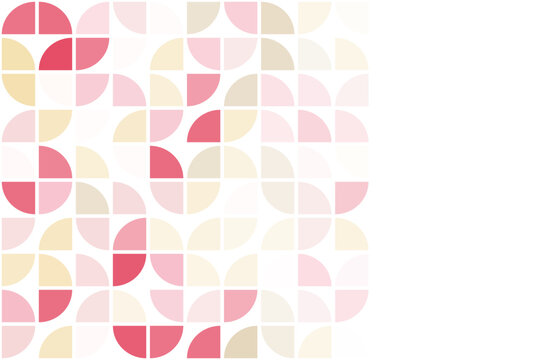 Vector abstract geometric pattern template with semicircles and copy space in pastel pink and gold fade on transparent background