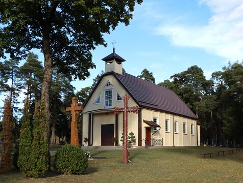Beautiful wooden church of Saint Casimir in Lekeciai, Lithuania