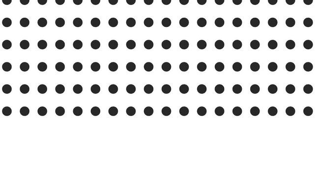 Rows of dots form a common mass and move downwards.
