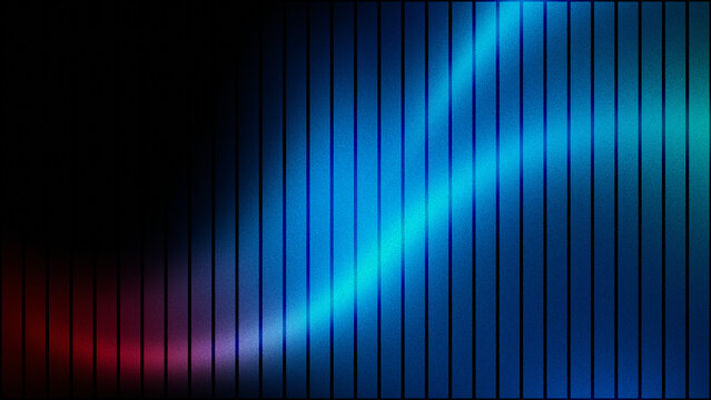 futuristic neon light wave behind vertical slats abstract blue gradient background