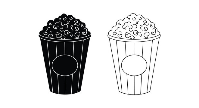 Two popcorn containers one black one white side by side