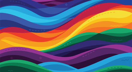 Vibrant multicolored wavy lines pattern. © Ligan