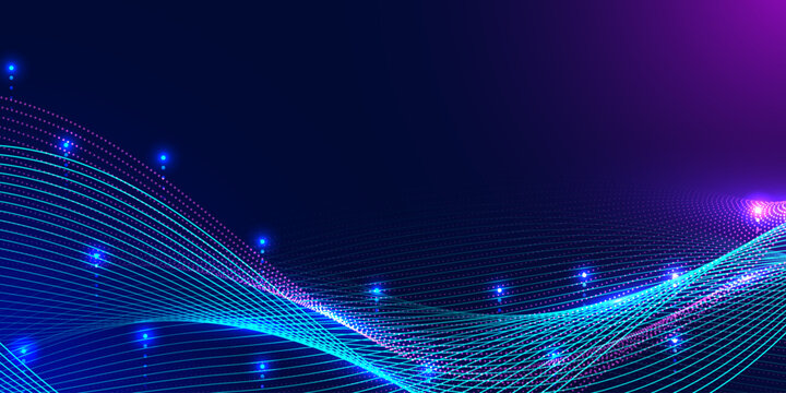 Abstract digital wave background. Design for financial technology data light neon internet online fiber optic analysis information systems.