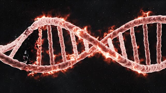 3D CGI Medical Animation of Red Blood Cells and Cholesterol Molecules Flowing Through Artery with DNA Strand Visible in Background for Healthcare Education