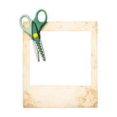 Fototapeta premium PNG Vintage frame with decorative scissors.