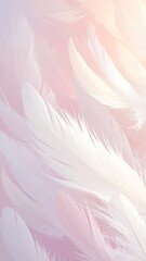 Fototapeta premium Soft pink background with white feathers