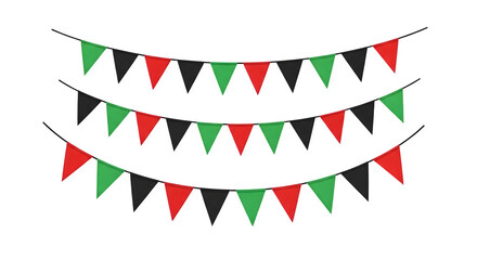 Obraz premium Colorful triangular flags hanging on strings for festive decoration purposes
