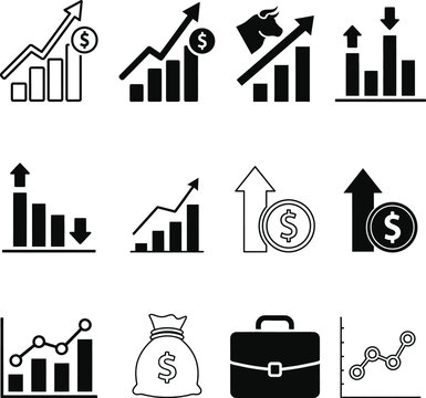 Business growth financial performance charts graphs investment icons