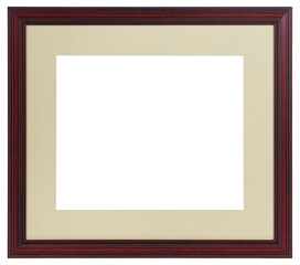 Obraz premium Old wooden picture frame in PNG format on a transparent background.