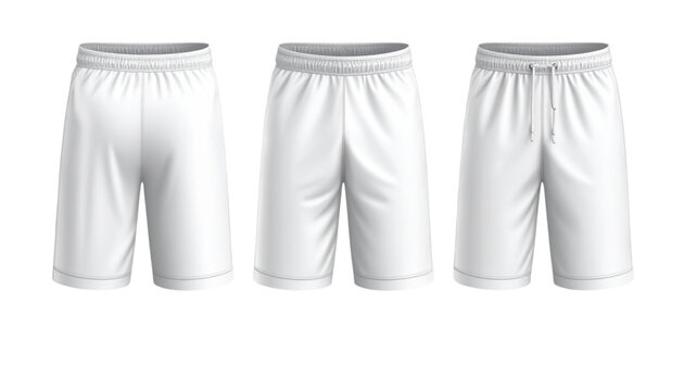 Three views of minimalist white cropped sweatpants for casual wear Vector