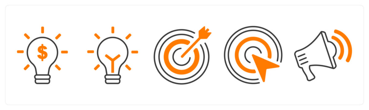 A set of 5 mix icons as financial idea, idea, target