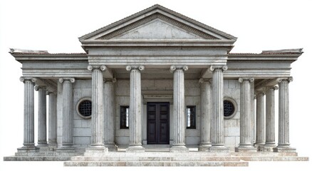 Obraz premium Ornate neoclassical building with tall columns, pediment, and central doorway