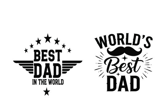 Celebrating fatherhood 'world's best dad' typography with wings and mustache design