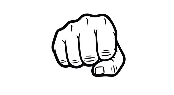 A strong clenched fist facing forward a bold graphic silhouette