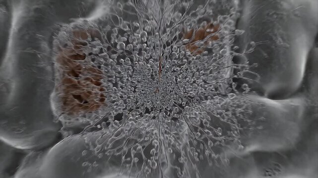 3D Medical Animation Illustrating Immune Cell Interaction and Pathogen Encounter in a Biological Microenvironment With Vibrant Red and Blue Hues and Soft Illumination