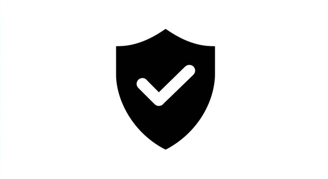 Black shield icon with a white checkmark, symbolizing security and protection