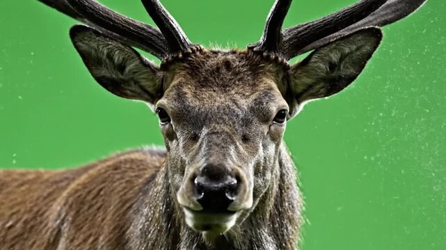 Deer head close up green background