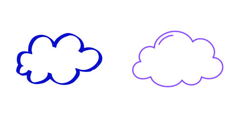 Obraz premium Stylized Cloud Outline Icons in Blue and Purple, isolated on transparent background