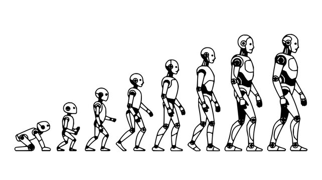 Human evolution stages black and white vector illustration line art skeletal figures