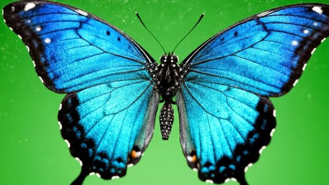 butterfly wings spread on green.