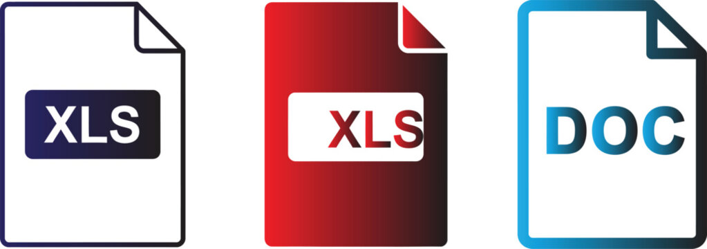 Vector art file icons xls xlsx and doc document types modern digital design