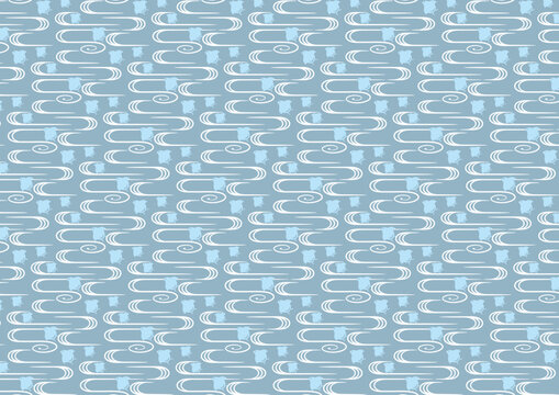 【日本の伝統模様】千鳥・千鳥格子のシームレスパターン（青系） / Chidori & Chidori-goushi (Houndstooth) &ndash; Japanese Traditional Seamless Pattern  (Blue Tones)