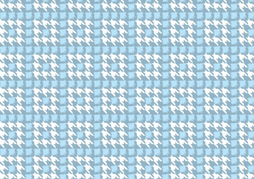 【日本の伝統模様】千鳥・千鳥格子のシームレスパターン（青系） / Chidori & Chidori-goushi (Houndstooth) &ndash; Japanese Traditional Seamless Pattern  (Blue Tones)