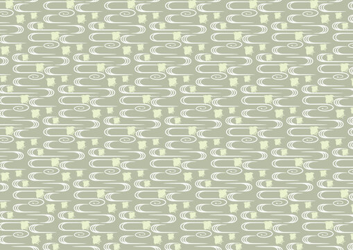 【日本の伝統模様】千鳥・千鳥格子のシームレスパターン（緑系） / Chidori & Chidori-goushi (Houndstooth) &ndash; Japanese Traditional Seamless Pattern  (Green Tones)