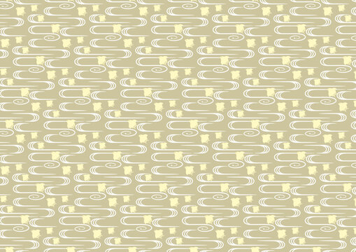 【日本の伝統模様】千鳥・千鳥格子のシームレスパターン（黄系） / Chidori & Chidori-goushi (Houndstooth) &ndash; Japanese Traditional Seamless Pattern Set (Yellow Tones)