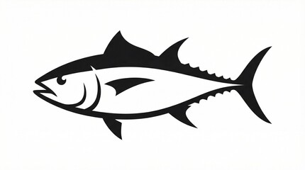 Obraz premium Stylized fish silhouette resembling tuna, symbolizing marine life, ocean ecology, fishing industry, sustainability, streamlined aquatic design.