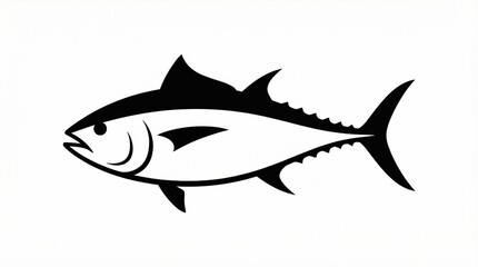 Obraz premium Stylized fish silhouette resembling tuna, symbolizing marine life, ocean ecology, fishing industry, sustainability, streamlined aquatic design.