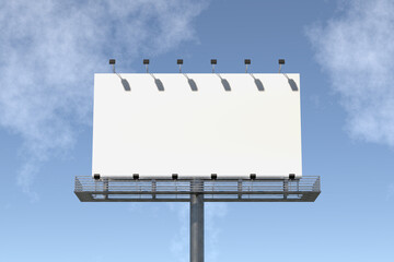Obraz premium blank billboard mockup on blue sky