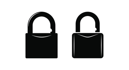 Two black padlocks depicted in a minimalist stark silhouette © MST