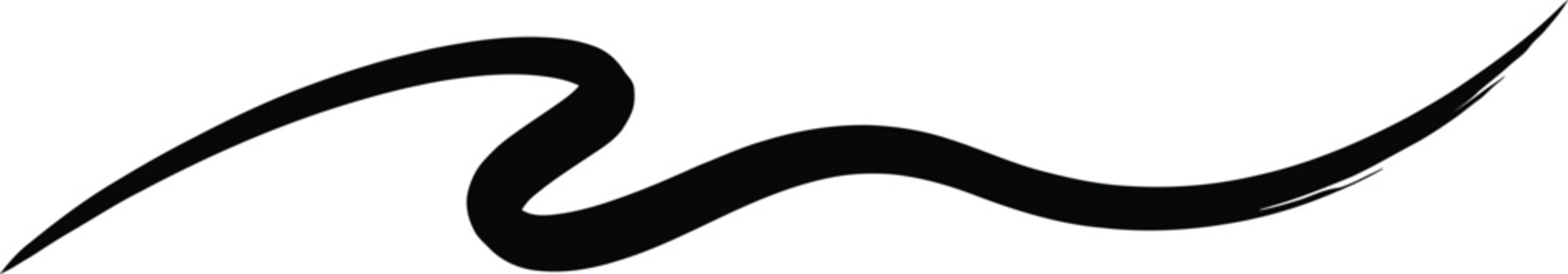 Minimalist black ink calligraphy line wave stroke with calligraphy, minimalist