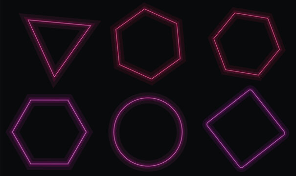 Cyberpunk Neon Geometric Border Shapes Vector Frame for Futuristic HUD Tech Interface Background