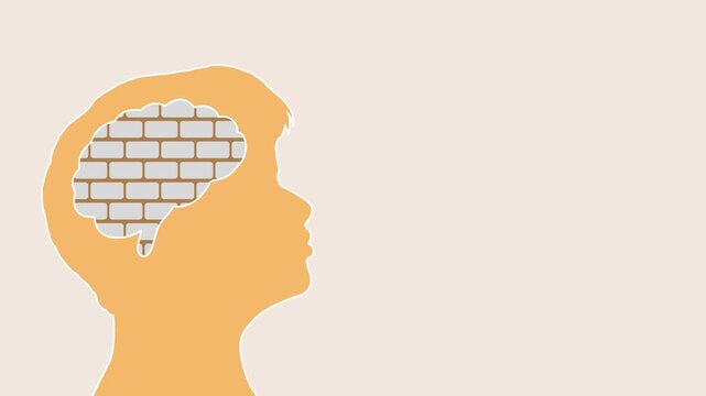 Human brain animation, hard mind, mental strength, children psychology and personality disorder
