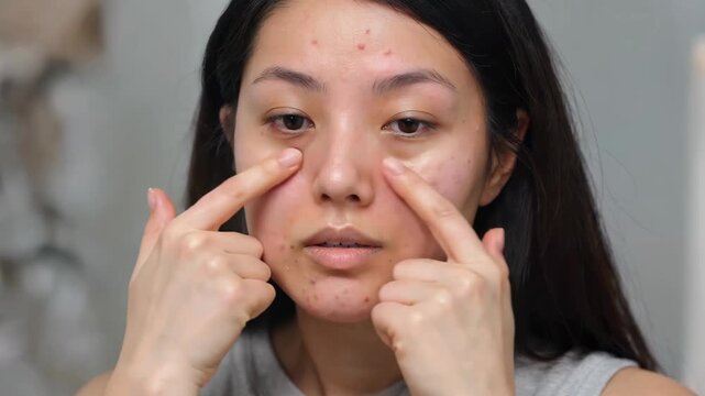 Women's skin care face application action materials blemish skin care exhibition