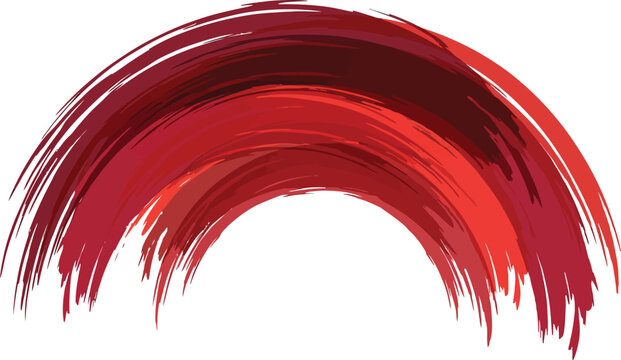 Red watercolor brush stroke arc shape with watercolor artistic handcrafted